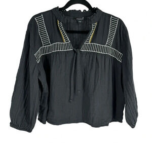 Broadway 38 boho embroidered gauzy top large